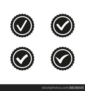 black checkmarks icons medals. Certificate design. Vector illustration. EPS 10.. black checkmarks icons medals. Certificate design. Vector illustration.