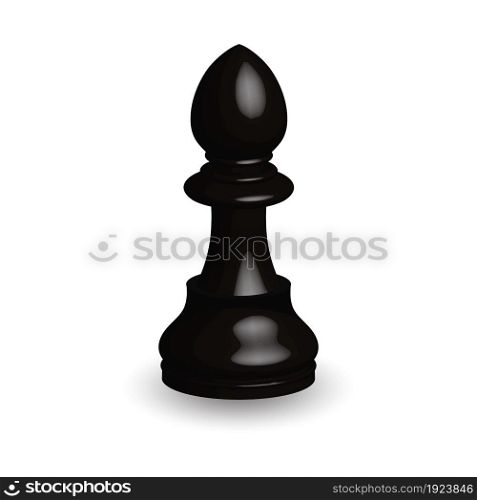 Black chess piece knight 3d on white background. Board game chess. Chess piece 3d render.Vector illustration. Sport play.. Black chess piece knight 3d on white background.