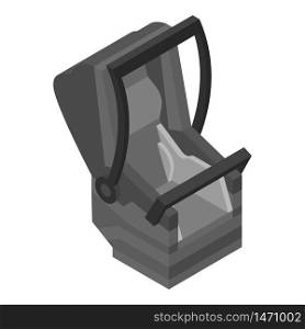 Black child car seat icon. Isometric of black child car seat vector icon for web design isolated on white background. Black child car seat icon, isometric style