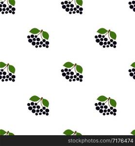 Black chokeberry. Seamless pattern. Vector berries. Organic healthy food. Fashion print. Design elements for textile or clothes. Hand drawn doodle repeating delicacies. Cute background patterns for baby items