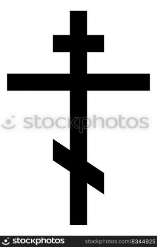 Black christian cross. Church holy sign silhouette, catholic religion symbol, traditional theology isolated on white background icon, christianity easter decor single element, vector illustration. Black christian cross. Church holy sign silhouette, catholic religion symbol, traditional theology isolated on white background icon, christianity easter decor element, vector illustration
