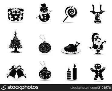 black christmas icon set for christmas holiday