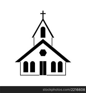 Black church silhouette in modern style on white background. Vector illustration. stock image. EPS 10.. Black church silhouette in modern style on white background. Vector illustration. stock image.