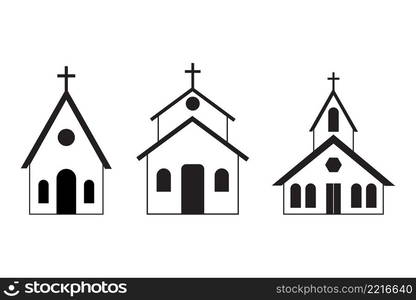 Black church silhouette in modern style on white background. Vector illustration. stock image. EPS 10.. Black church silhouette in modern style on white background. Vector illustration. stock image.