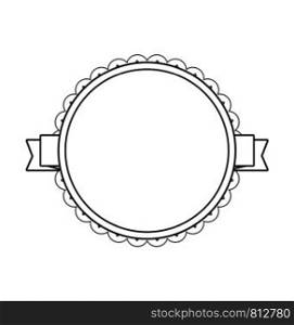 Black circle label with lacy border. Vector illustration. Black circle label with lacy border