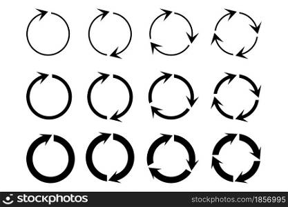 Black circle of arrows. Recycle icon set. Circular design. Chart icon vector set. Vector illustration. Stock image. EPS 10.. Black circle of arrows. Recycle icon set. Circular design. Chart icon vector set. Vector illustration. Stock image.