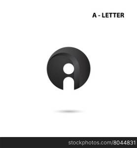 Black circle sign and Creative A-letter icon abstract logo design.A-alphabet symbol.Corporate business and industrial logotype symbol.Vector illustration