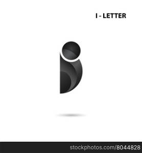 Black circle sign and Creative I-letter icon abstract logo design.I-alphabet symbol.Corporate business and industrial logotype symbol.Vector illustration