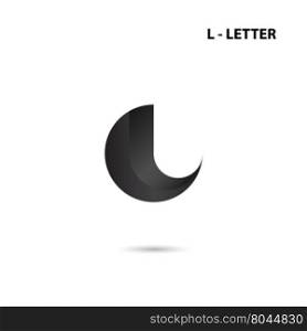 Black circle sign and Creative L-letter icon abstract logo design.L-alphabet symbol.Corporate business and industrial logotype symbol.Vector illustration