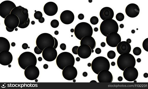 black circle with gold outline on a white background - 3d vector illustration