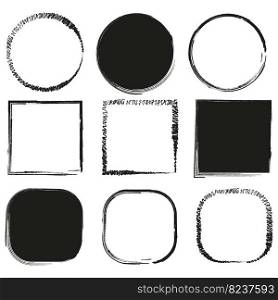 black circles squares brush. Round shape. Vector illustration. EPS 10.. black circles squares brush. Round shape. Vector illustration.