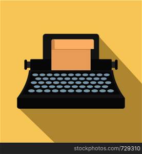 Black classic typewriter icon. Flat illustration of black classic typewriter vector icon for web design. Black classic typewriter icon, flat style