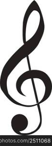 Black clef icon on white background. G Key. Symbol of music. flat style.