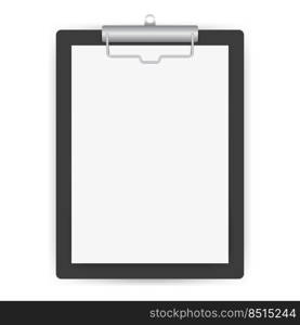 Black clipboard with blank white sheet.. Black clipboard with blank white sheet