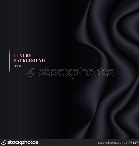 Black cloth crease background and texture with space for your text. Luxury style. Vector illustration
