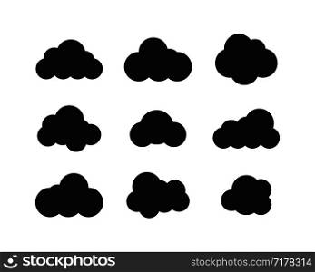 Black Clouds collection in flat design. Black Clouds icons. Clouds isolated. Eps10. Black Clouds collection in flat design. Black Clouds icons. Clouds isolated