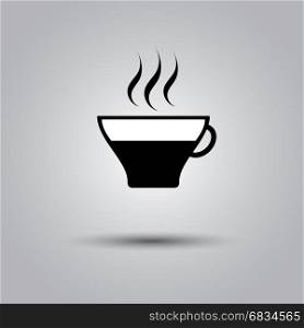 Black coffee cup icon. cup of coffee tea hot drink black vector icon on white background icon
