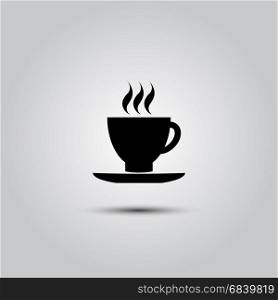 Black coffee cup icon. cup of coffee tea hot drink black vector icon on white background icon