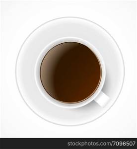 Black Coffee in White Cup. Vector Illustration