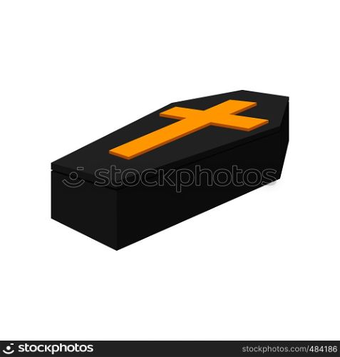 Black coffin isometric 3d icon on a white background. Black coffin isometric 3d icon