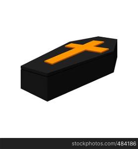 Black coffin isometric 3d icon on a white background. Black coffin isometric 3d icon