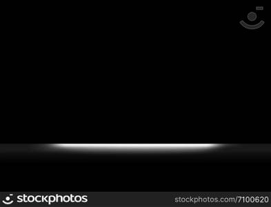 black colors and white light shine for rectangle background, backdrop black and spotlight soft, black space for background
