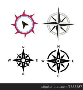 black compass icons set on white background