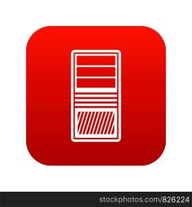 Black computer system unit icon digital red for any design isolated on white vector illustration. Black computer system unit icon digital red