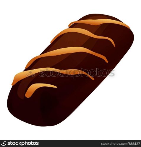 Black cookie icon. Cartoon of black cookie vector icon for web design isolated on white background. Black cookie icon, cartoon style