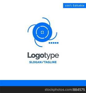 Black, Cosmos, Field, Galaxy, Gravitational Blue Solid Logo Template. Place for Tagline