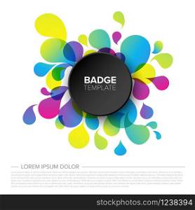 Black creative badge tag template with sample content and fresh background