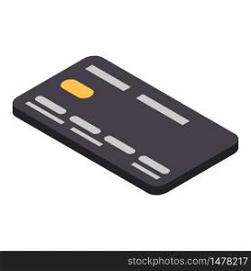 Black credit card icon. Isometric of black credit card vector icon for web design isolated on white background. Black credit card icon, isometric style