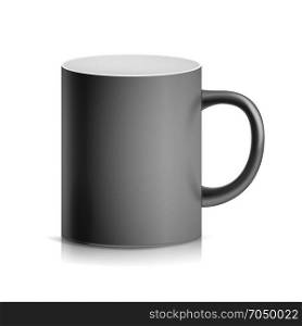 Black Cup, Mug Vector. 3D Realistic Ceramic Or Plastic Cup Isolated On White Background. Classic Blank Cup With Handle Illustration. For Business Branding. Black Cup, Mug Vector. 3D Realistic Ceramic Or Plastic Cup Isolated On White Background. Classic Blank Cup With Handle Illustration.