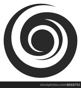 Black curl logo. Spiral loop sign. Round swirl isolated on white background. Black curl logo. Spiral loop sign. Round swirl