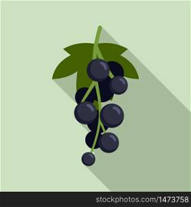 Black currant berries icon. Flat illustration of black currant berries vector icon for web design. Black currant berries icon, flat style