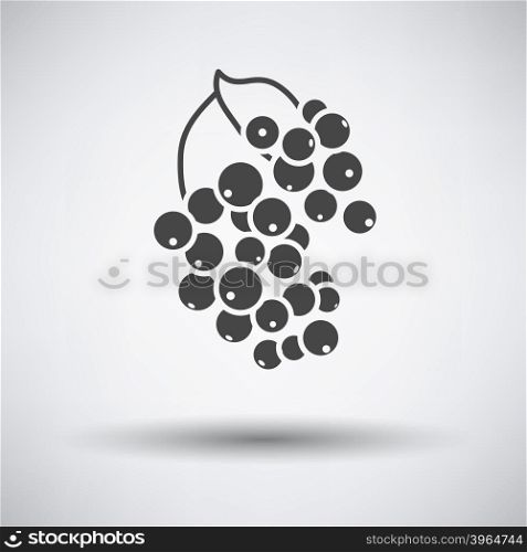 Black currant icon on gray background with round shadow. Vector illustration.