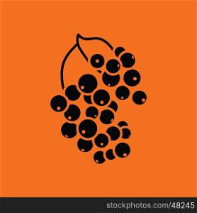Black currant icon. Orange background with black. Vector illustration.