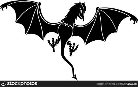 black daemon silhouette with wings wide open
