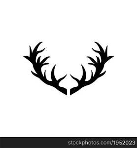 Black deer antlers on a white background. Vector icon.