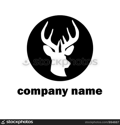 black deer logo icon on white background. flat style. deer head icon for your web site design, logo, app, UI. black deer logo design symbol. deer logo sign.