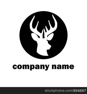 black deer logo icon on white background. flat style. deer head icon for your web site design, logo, app, UI. black deer logo design symbol. deer logo sign.