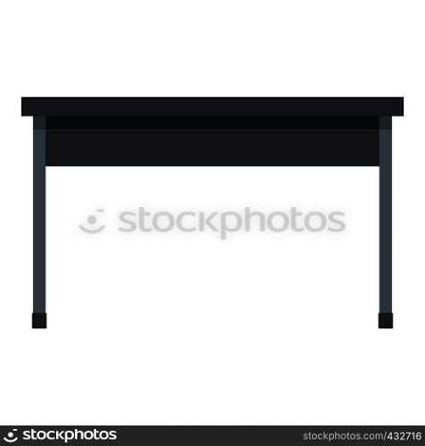 Black desk icon flat isolated on white background vector illustration. Black desk icon isolated