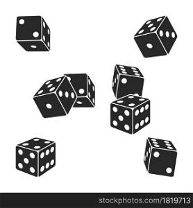 Black dice. Set on a white background.