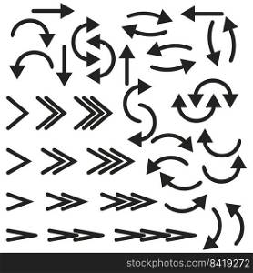 Black different arrows. Icon symbol. Different arrows in abstract style. Vector illustration. Stock image. EPS 10.. Black different arrows. Icon symbol. Different arrows in abstract style. Vector illustration. Stock image. 