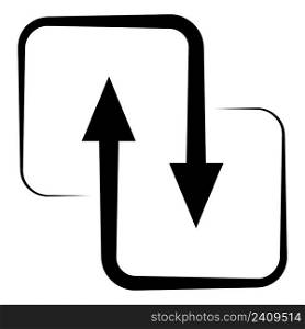Black direction arrows transfer, synchronization, data transfer, square arrow exchange concept