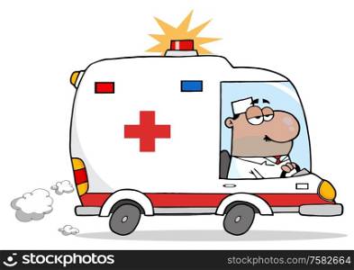 Black Doctor Driving Ambulance