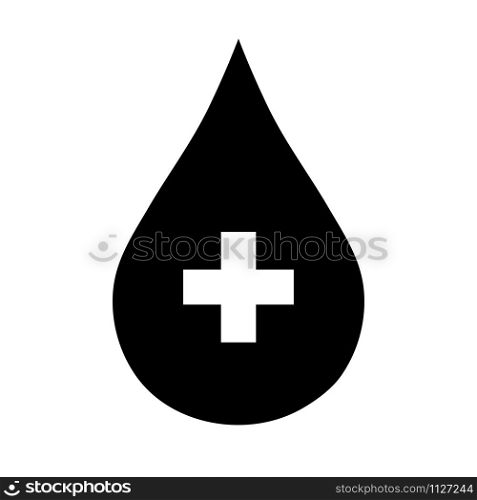 Black donate drop blood sign with cross