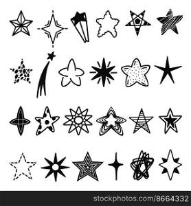Black doodle star. Sketch stars for best rating, isolated hand drawn christmas decoration. Sketchy ink or marker decorative neoteric sky vector clipart. Illustration of star black isolated shape. Black doodle star. Sketch stars for best rating, isolated hand drawn christmas decoration. Sketchy ink or marker decorative neoteric sky vector clipart