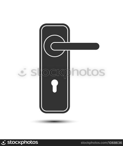 Black door handle icon on white background. Flat design.