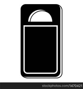 Black door tag icon. Simple illustration of black door tag vector icon for web design isolated on white background. Black door tag icon, simple style